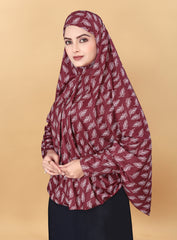 Printed Sleeves Namaz Khimar Hjiab Maroon