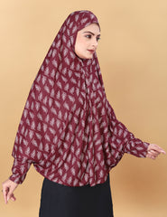 Printed Sleeves Namaz Khimar Hjiab Maroon