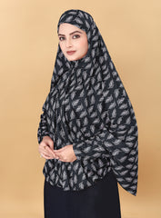 Printed Sleeves Namaz Khimar Hjiab Black