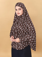 Printed Sleeves Namaz Khimar Hjiab Cofee