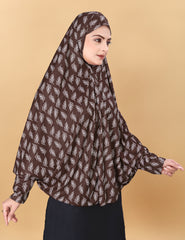 Printed Sleeves Namaz Khimar Hjiab Cofee