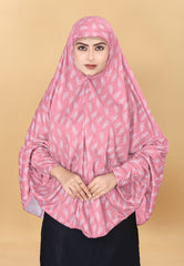 Printed Sleeves Namaz Khimar Hjiab Light Pink