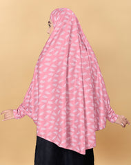 Printed Sleeves Namaz Khimar Hjiab Light Pink