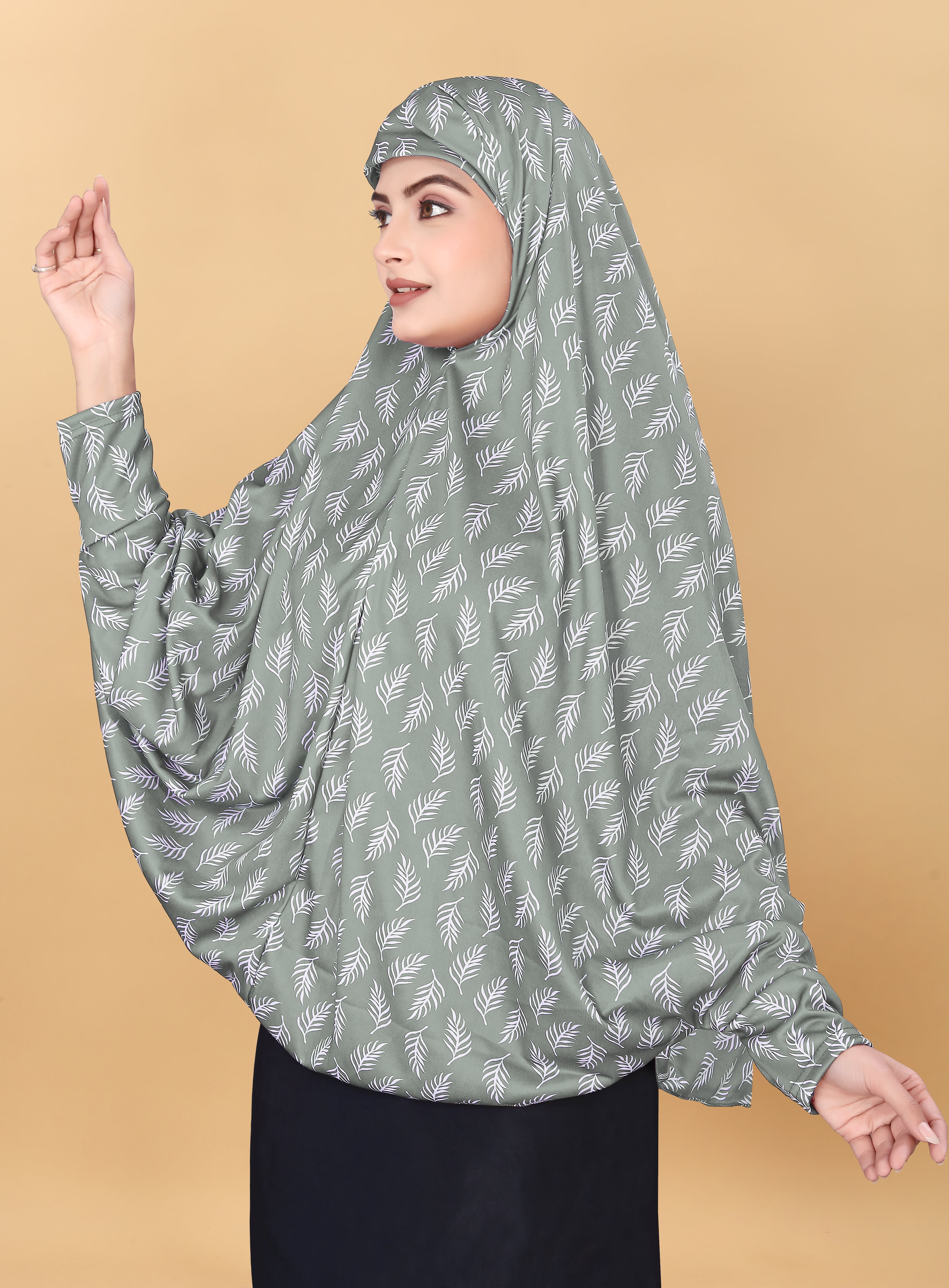 Printed Sleeves Namaz Khimar Hjiab