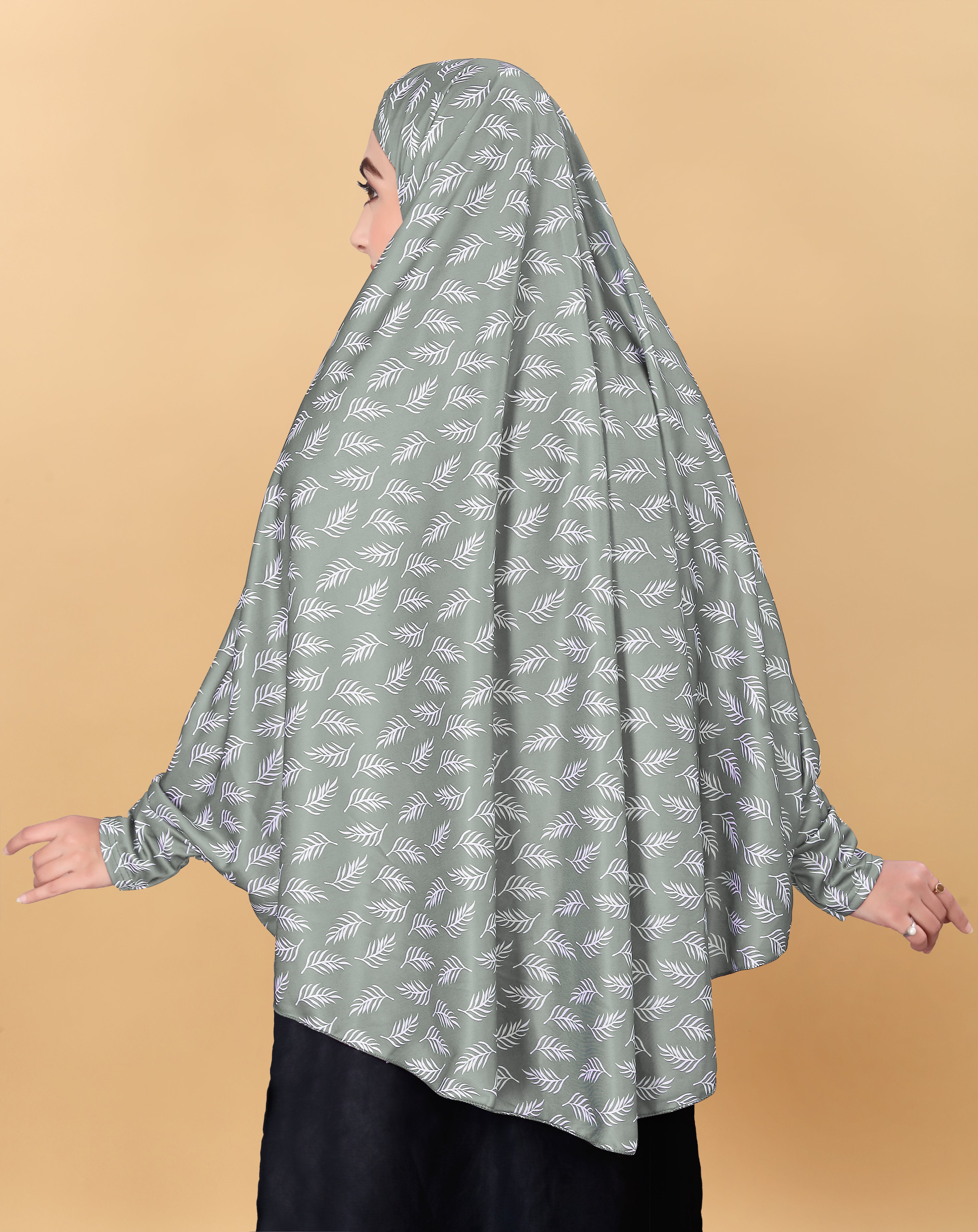 Printed Sleeves Namaz Khimar Hjiab